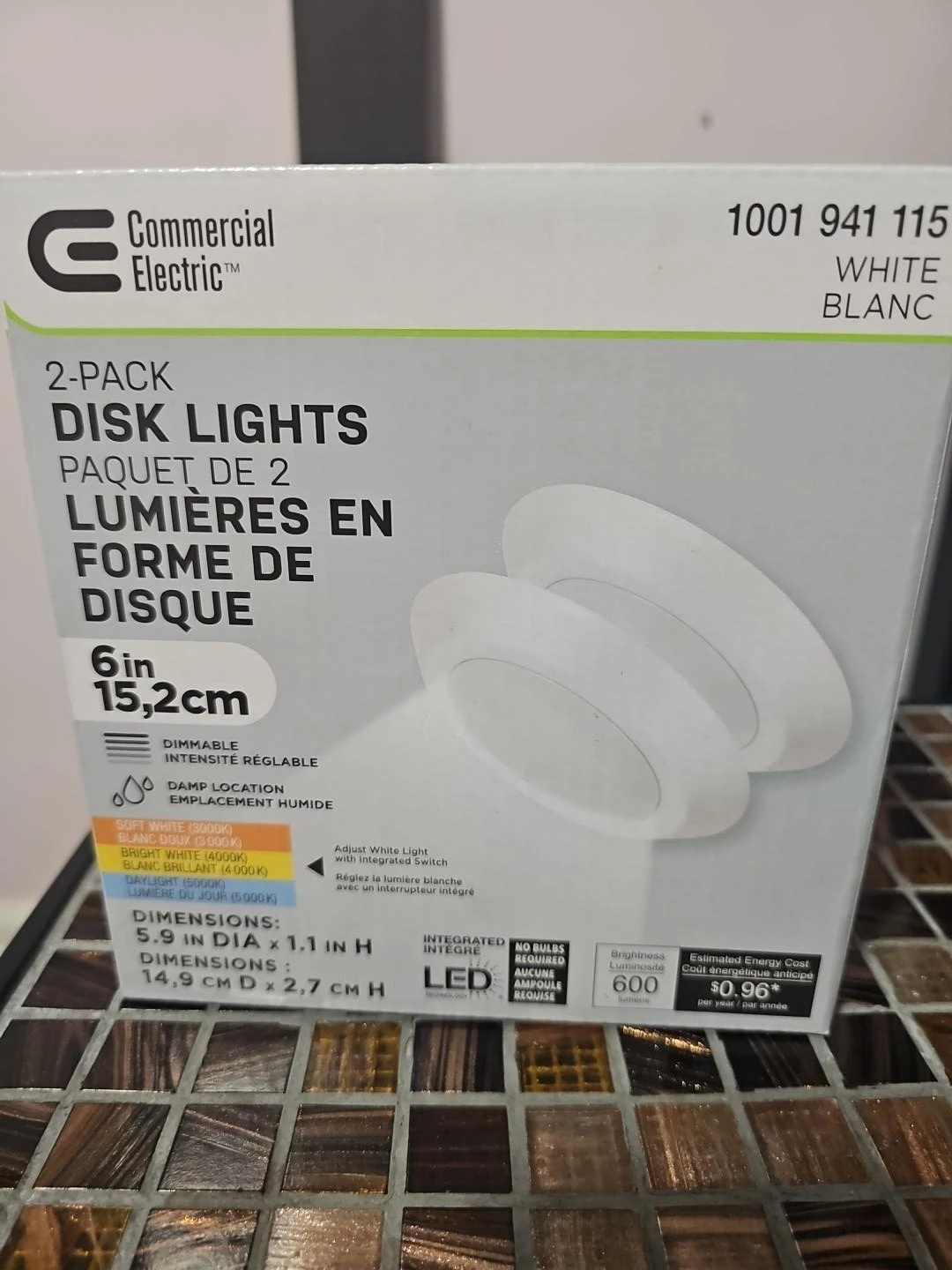 Brand new Commercial Electric 6-inch LED Disk Lights – 2-pack