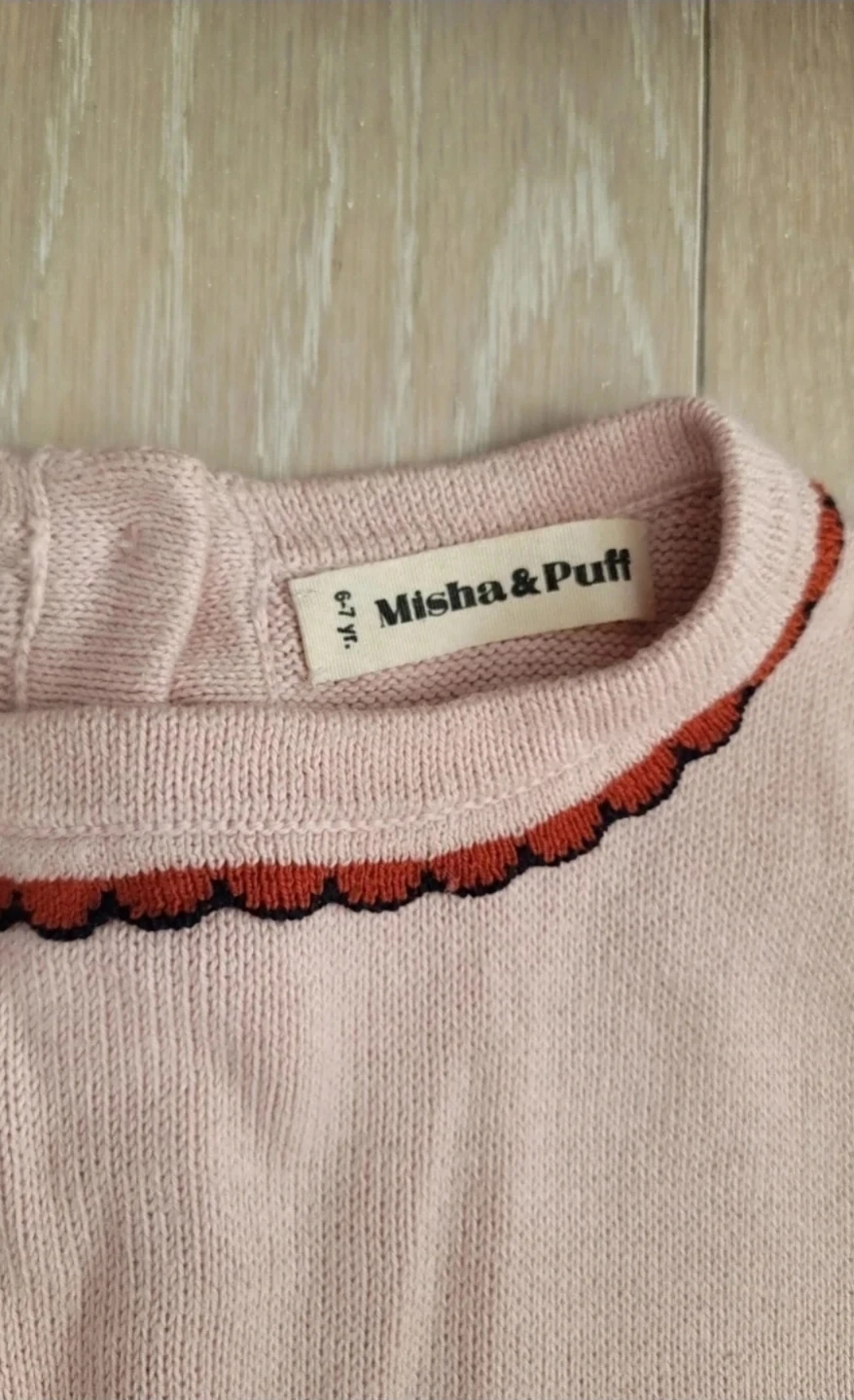 Misha & Puff Pink Knit Dress with Scalloped Trim - Size 6-7Y - photo 2