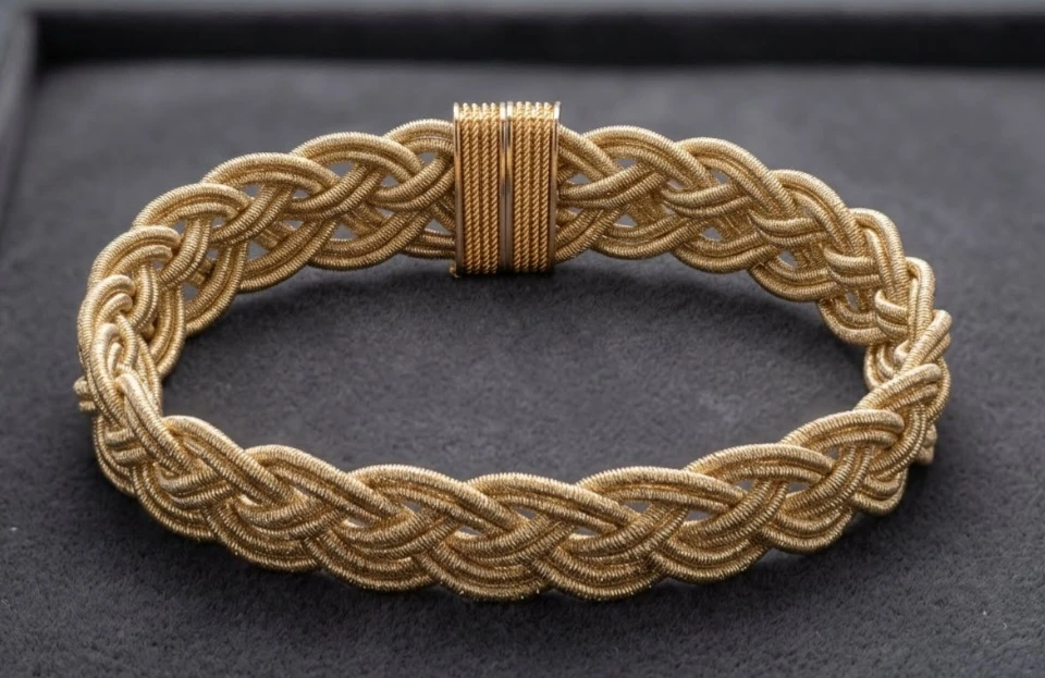 Vintage Gold Braided Woven Mesh Choker Necklace