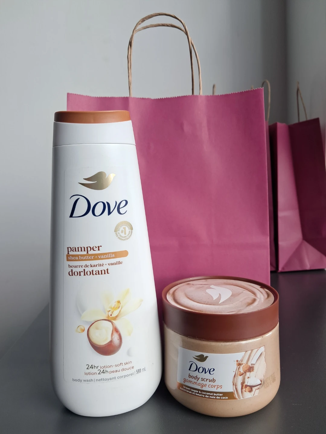 Dove Pamper Shea Butter & Vanilla Lotion & Body Scrub Bundle