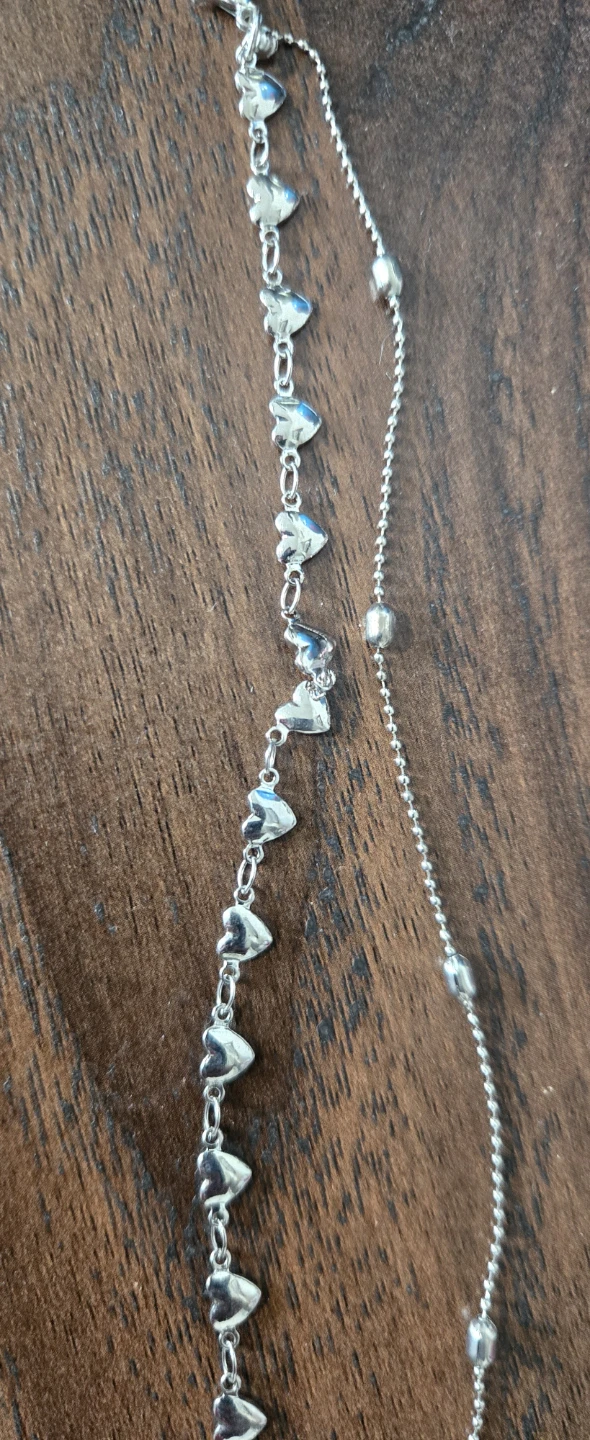 Double Chain Necklace with Heart Charms - photo 3