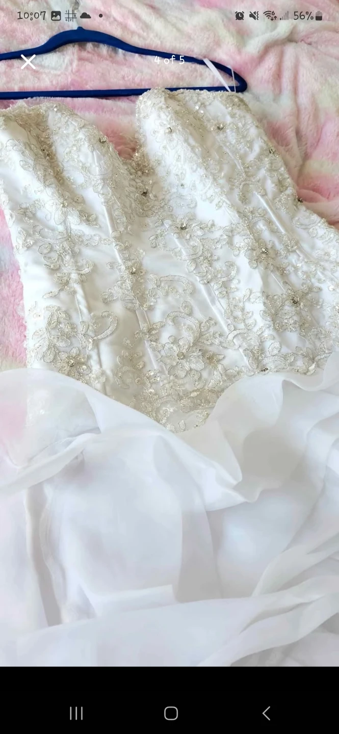 White Strapless Wedding Dress with Beading and Ruffles - photo 4