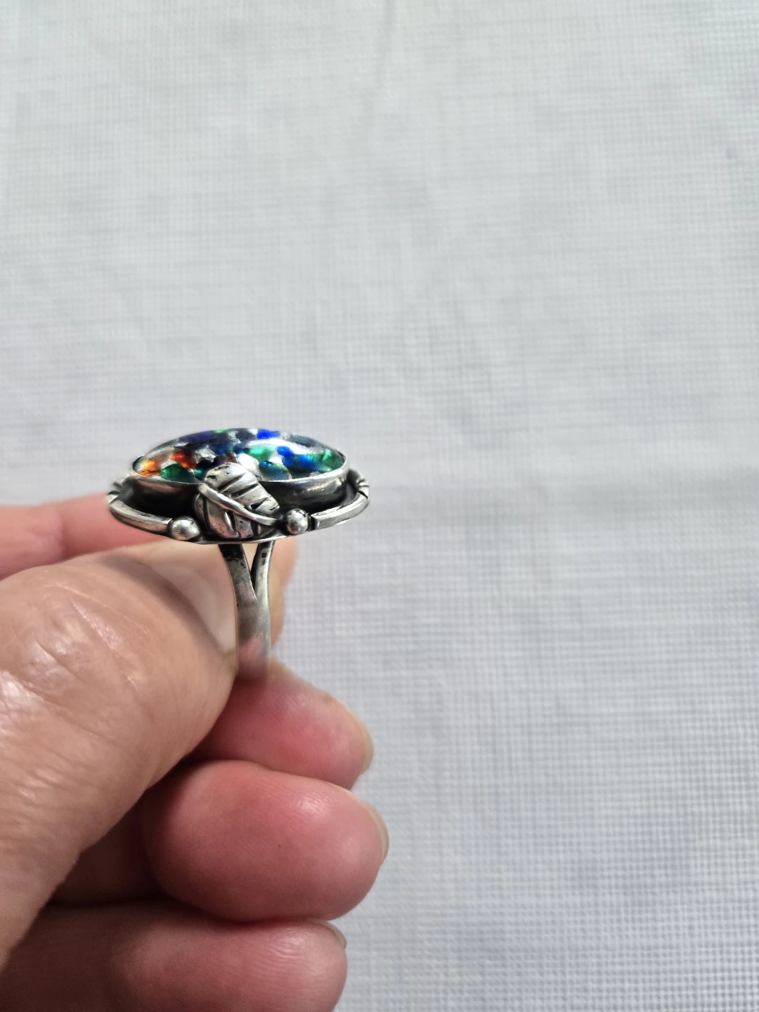 Vintage Sterling Ring with Dichroic Glass Inlay - photo 2