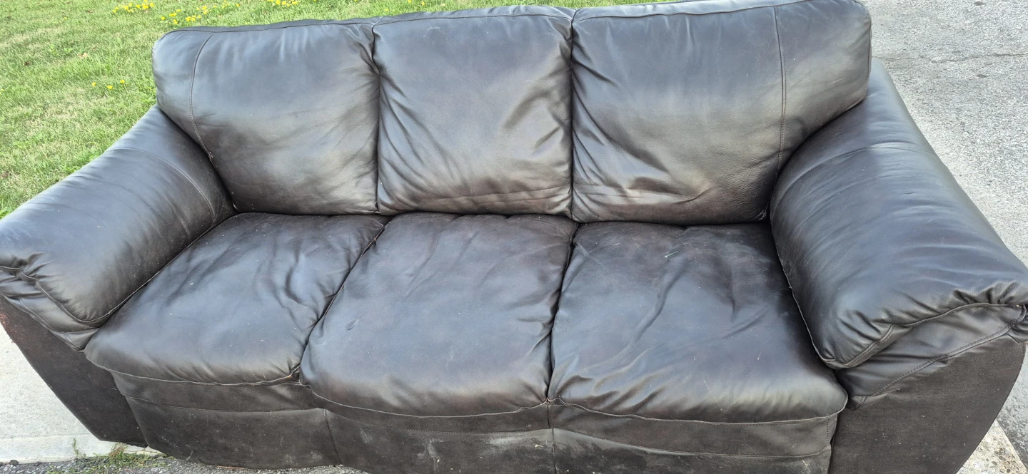 Dark Brown Faux Leather Sofa - photo 5
