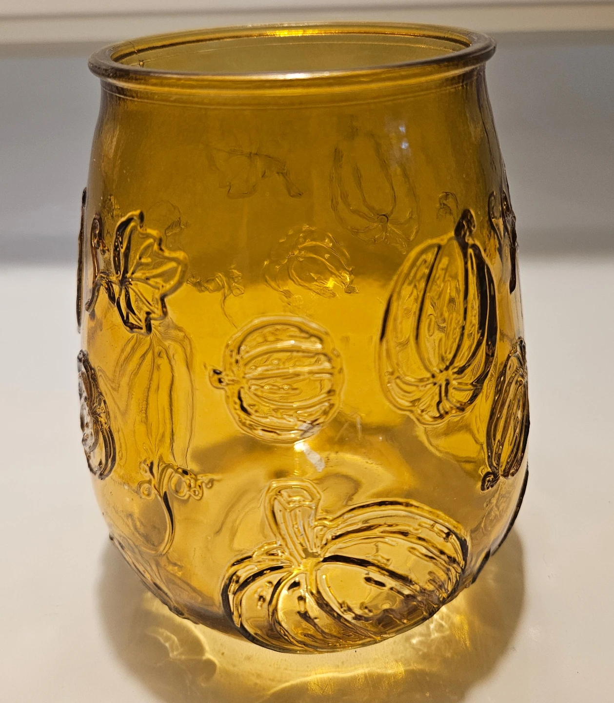 Amber Glass Pumpkin Votive Candle Holders (Set of 5)