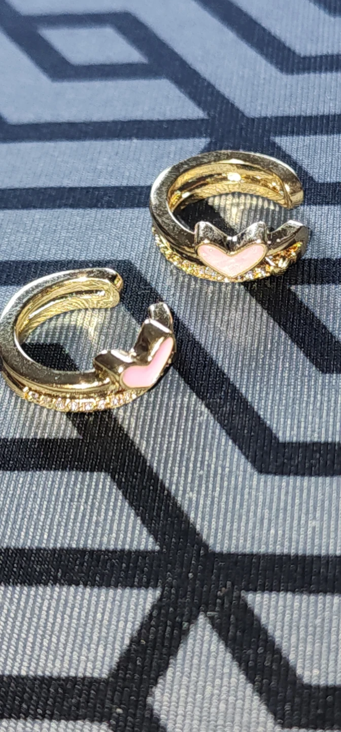 Gold plated pink Heart Ear Cuff Set - photo 2