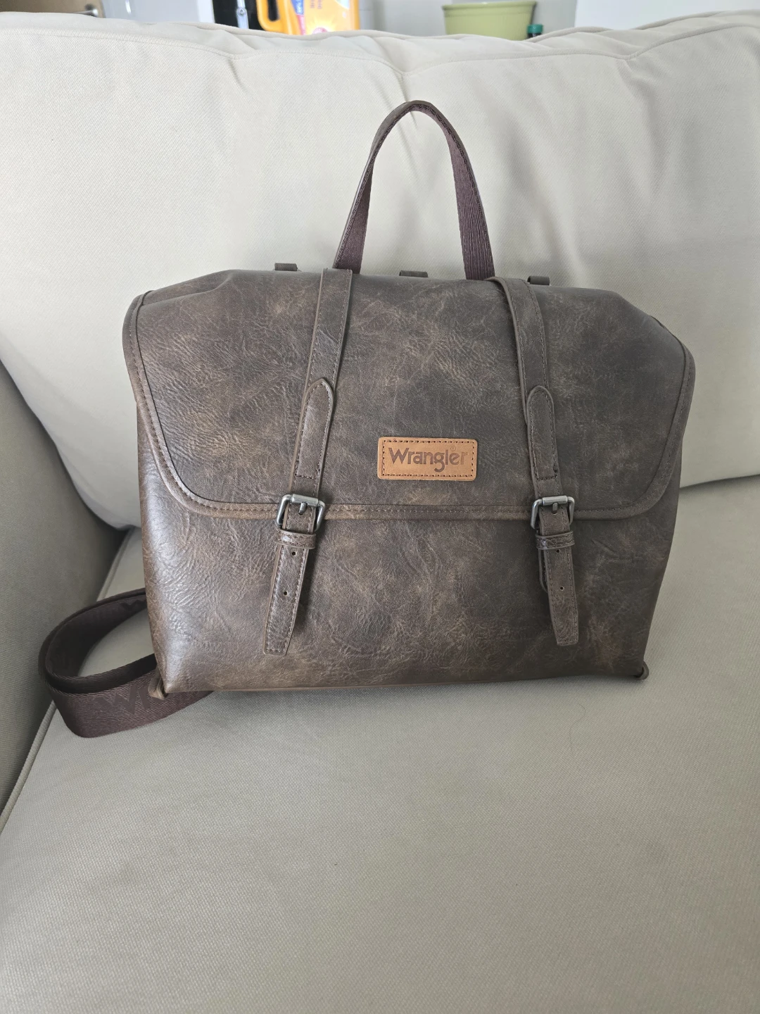 Wrangler Brown Faux Leather Messenger Bag