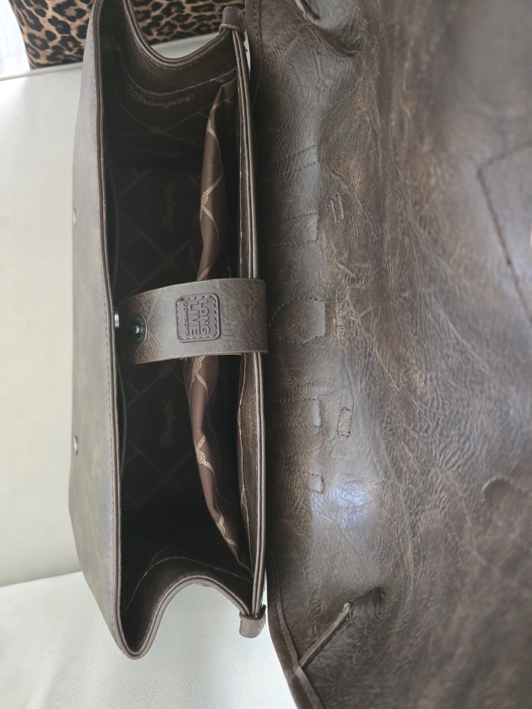 Wrangler Brown Faux Leather Messenger Bag - photo 2