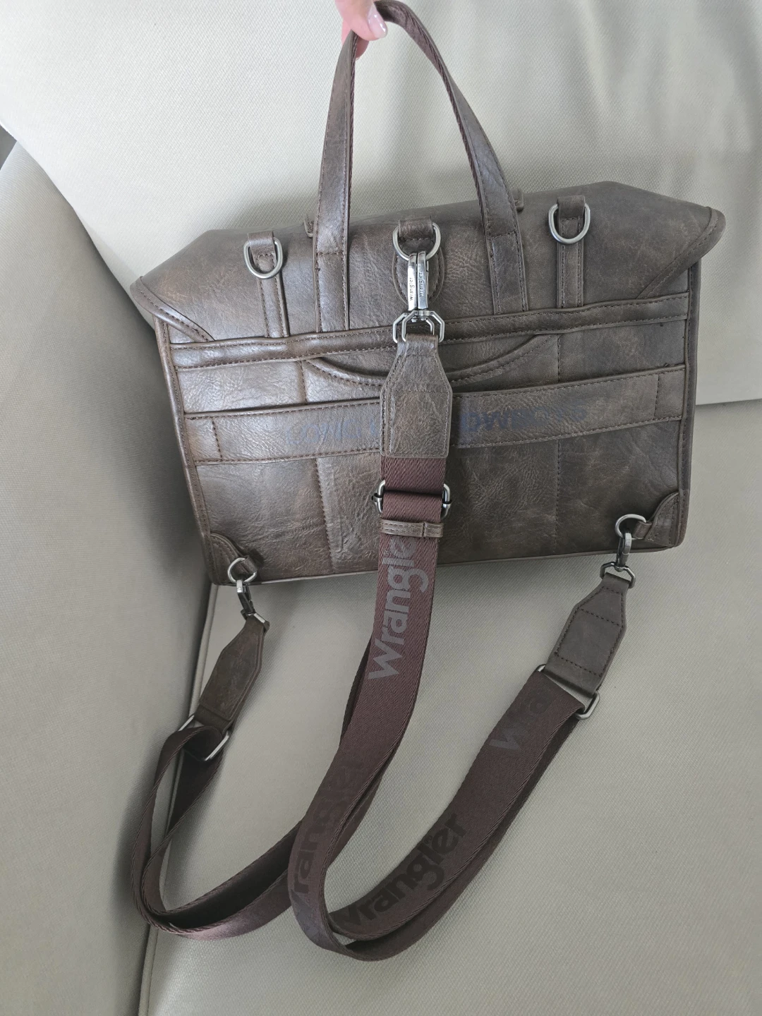 Wrangler Brown Faux Leather Messenger Bag - photo 3