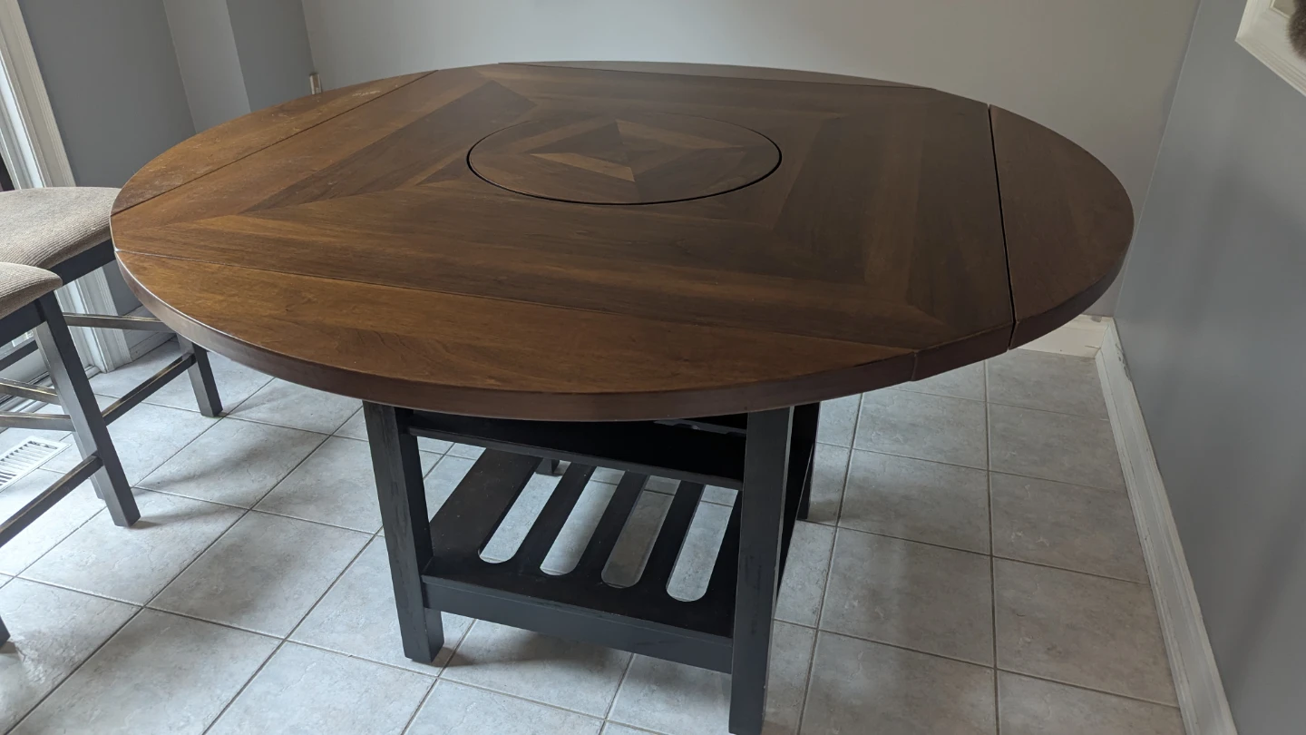 Extendable High Dining Table with Lazy Susan - photo 3