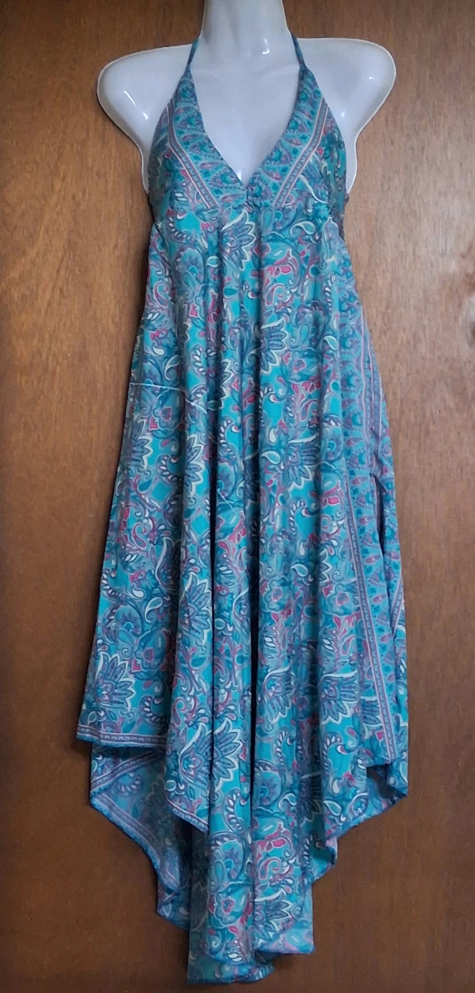 New Boho Blue paisley halter neck maxi dress