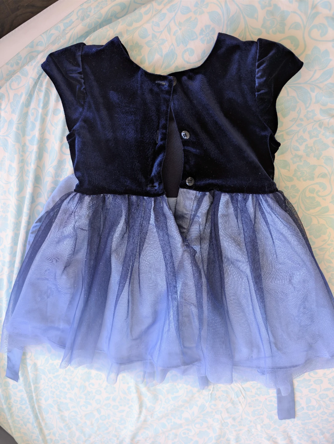 Jona Michelle Navy Blue Velour & Tulle Dress - photo 2