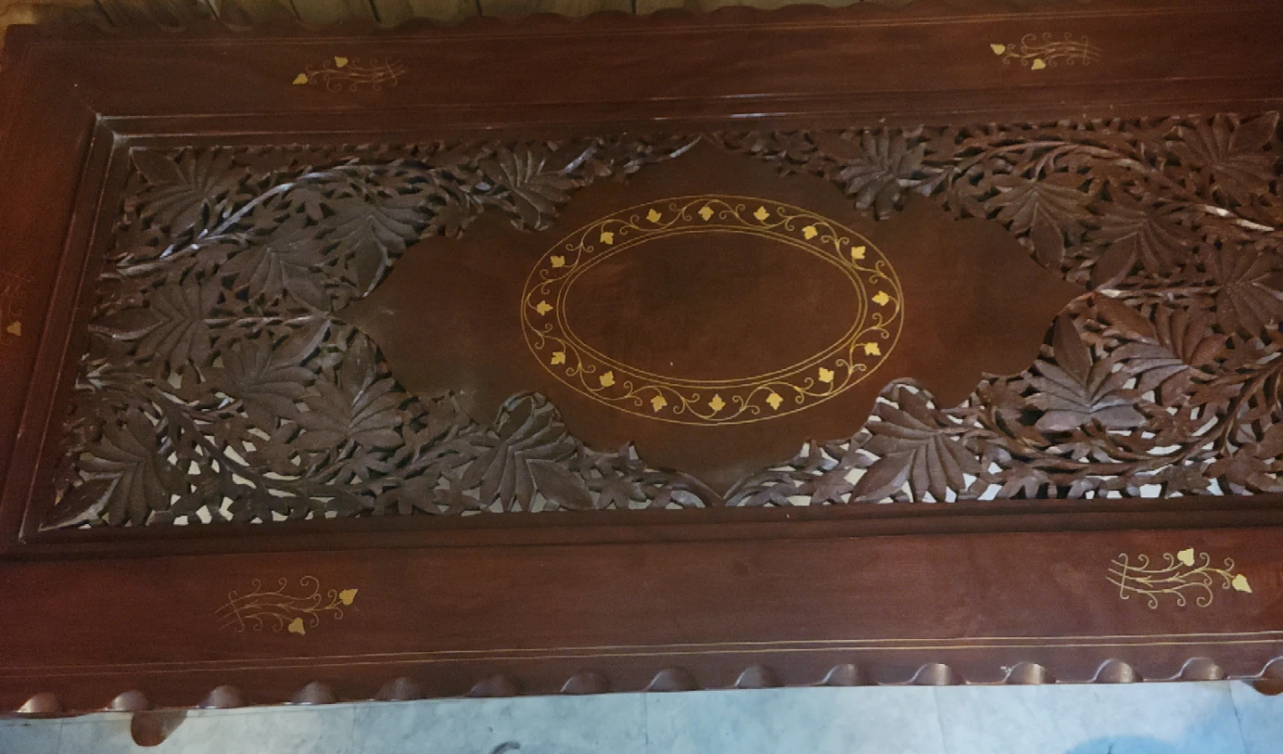 Vintage Carved Wood Coffee Table - photo 2