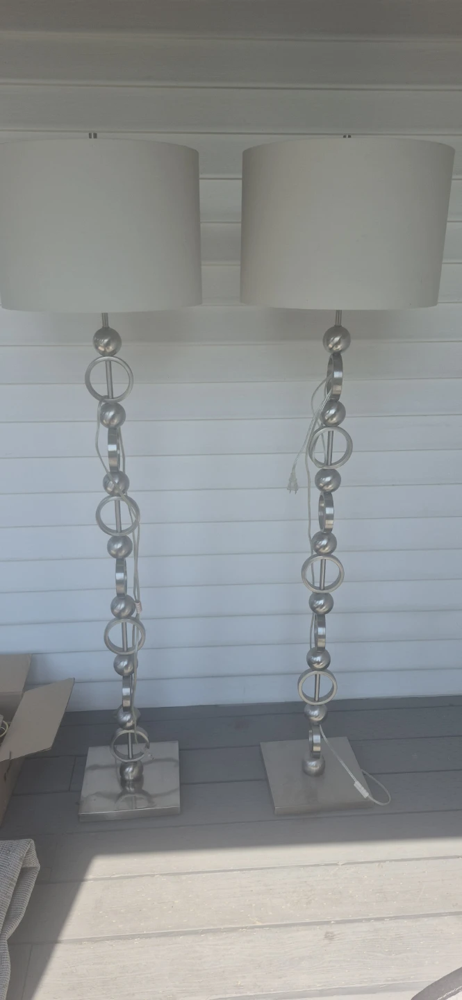Silver Floor Lamp with Ring and Ball Accents