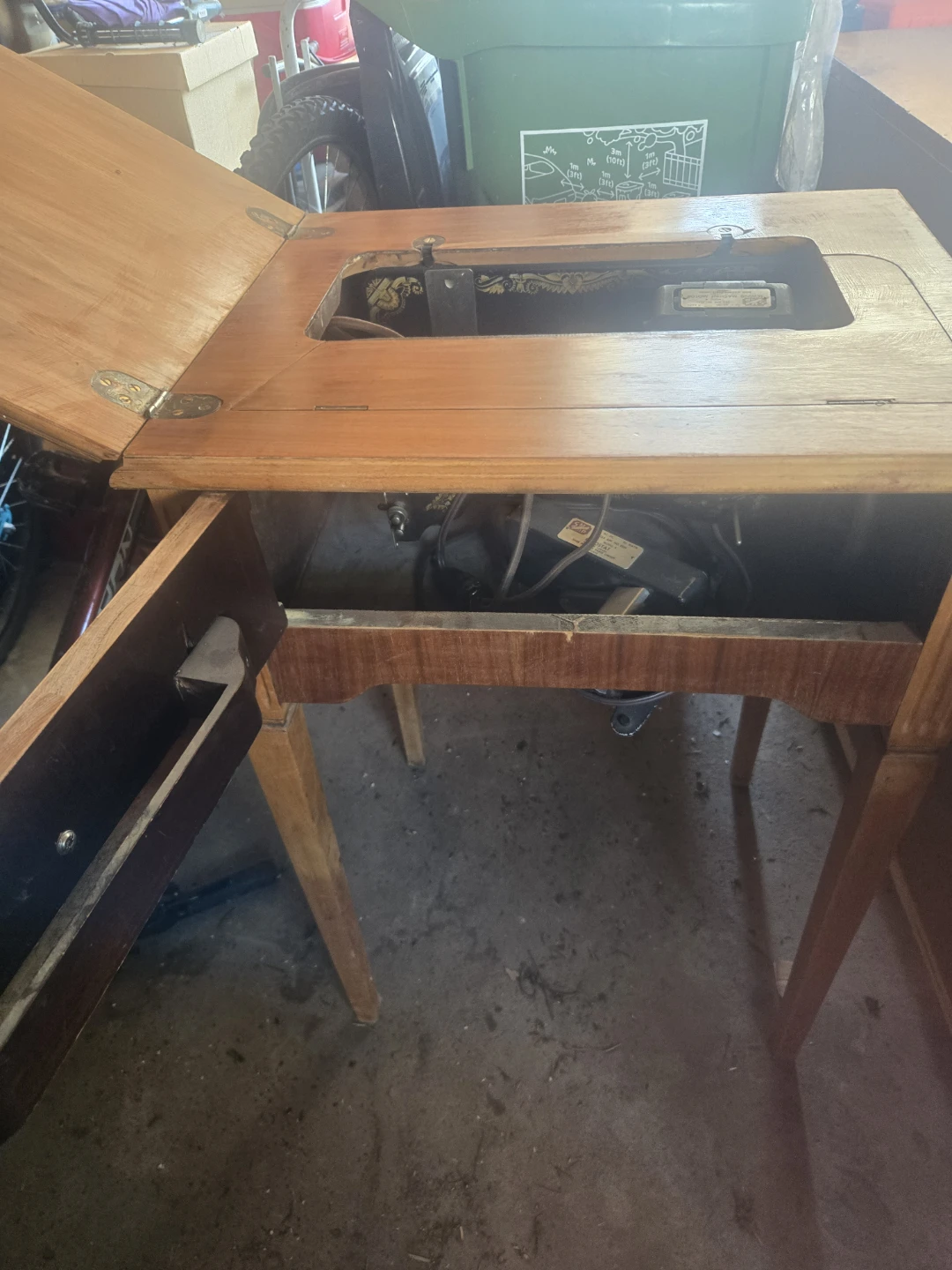 Vintage Sewing Machine Cabinet Table - photo 2