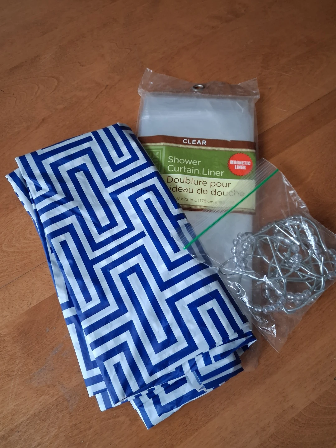 Shower Curtain Liner and Hooks Set