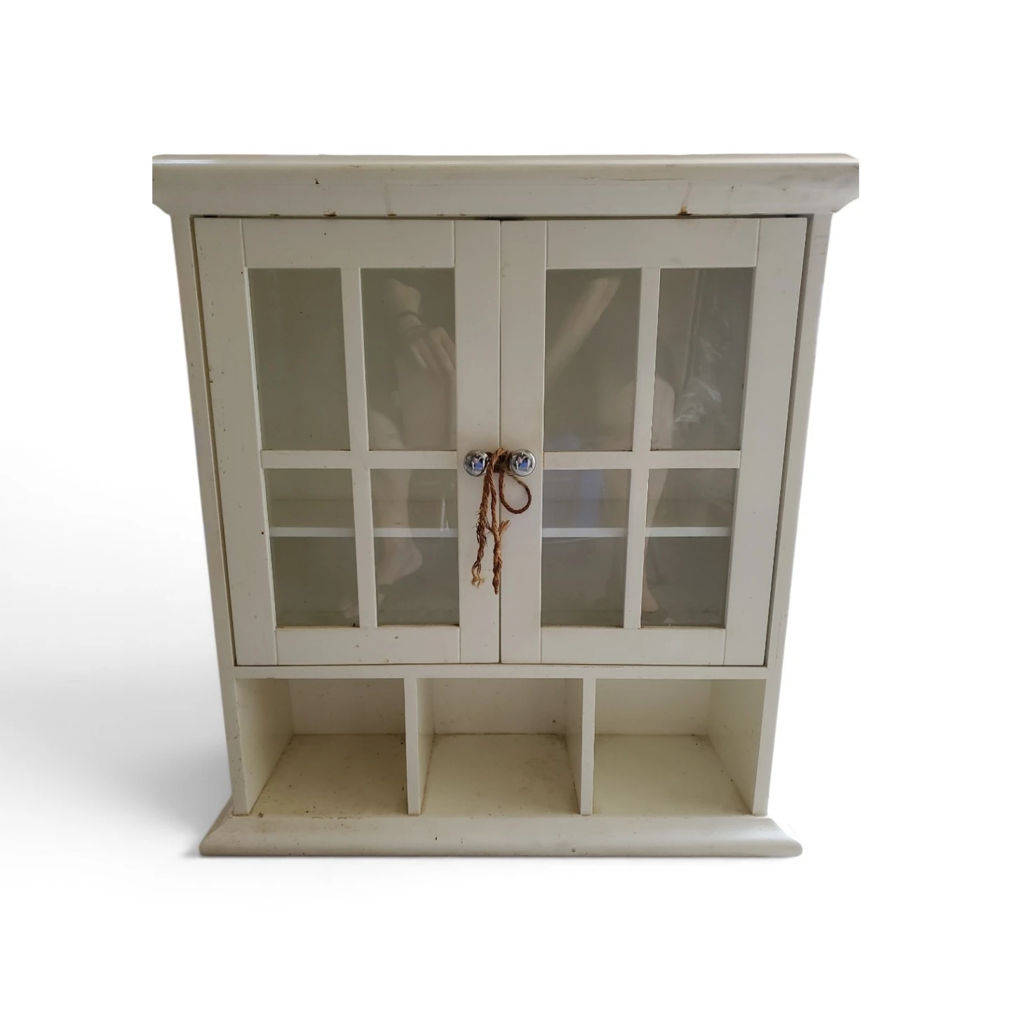 Wooden Wall Cabinet with Glass Doors
