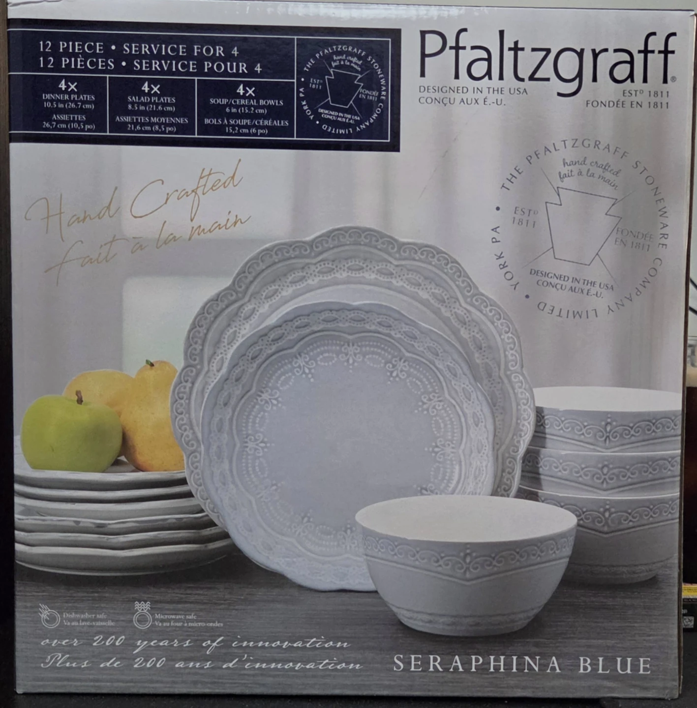 Pfaltzgraff Seraphina Blue 12-Piece Dinnerware Set