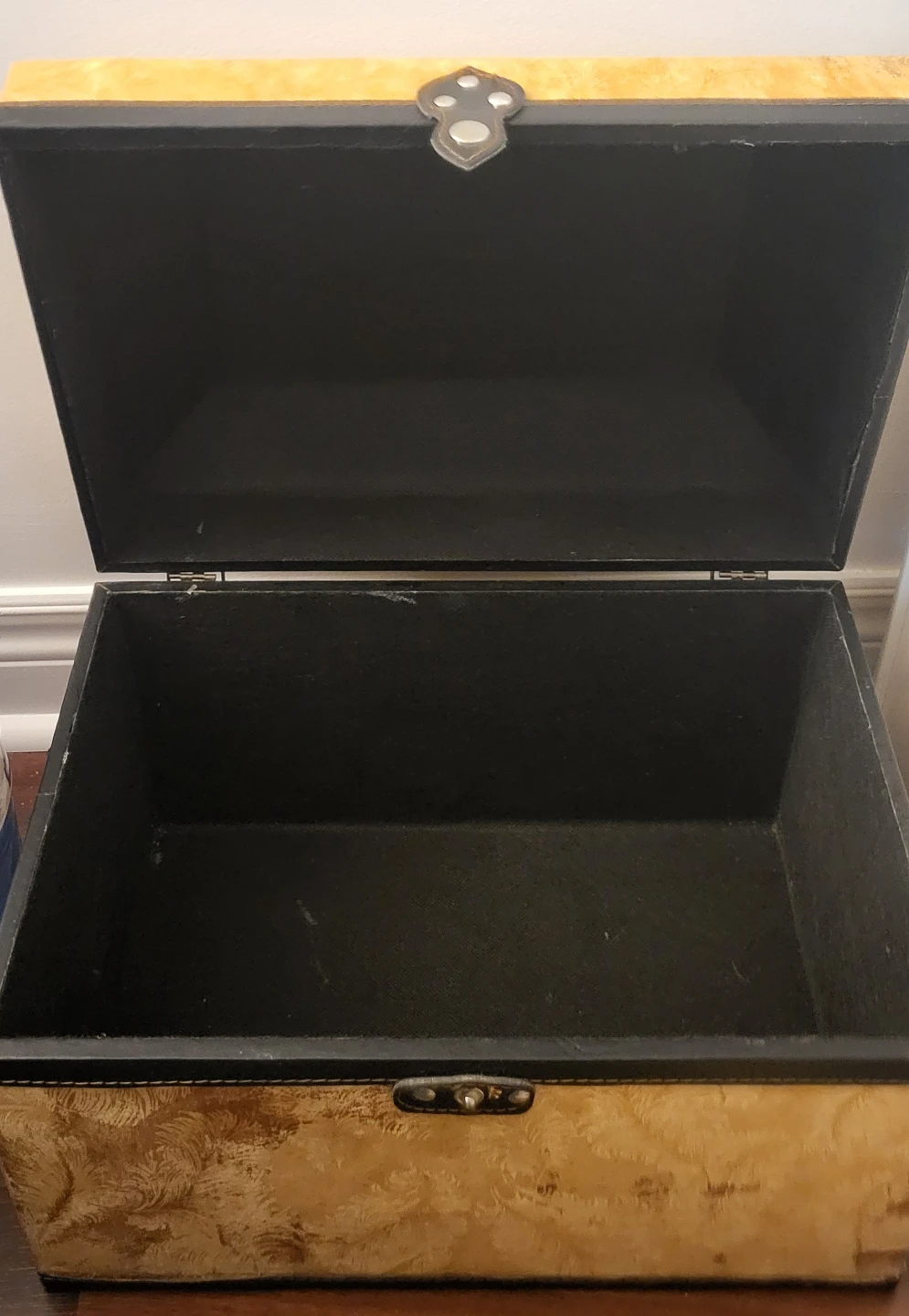 Vintage Style Velvet Feather Pattern Storage Trunk - photo 2