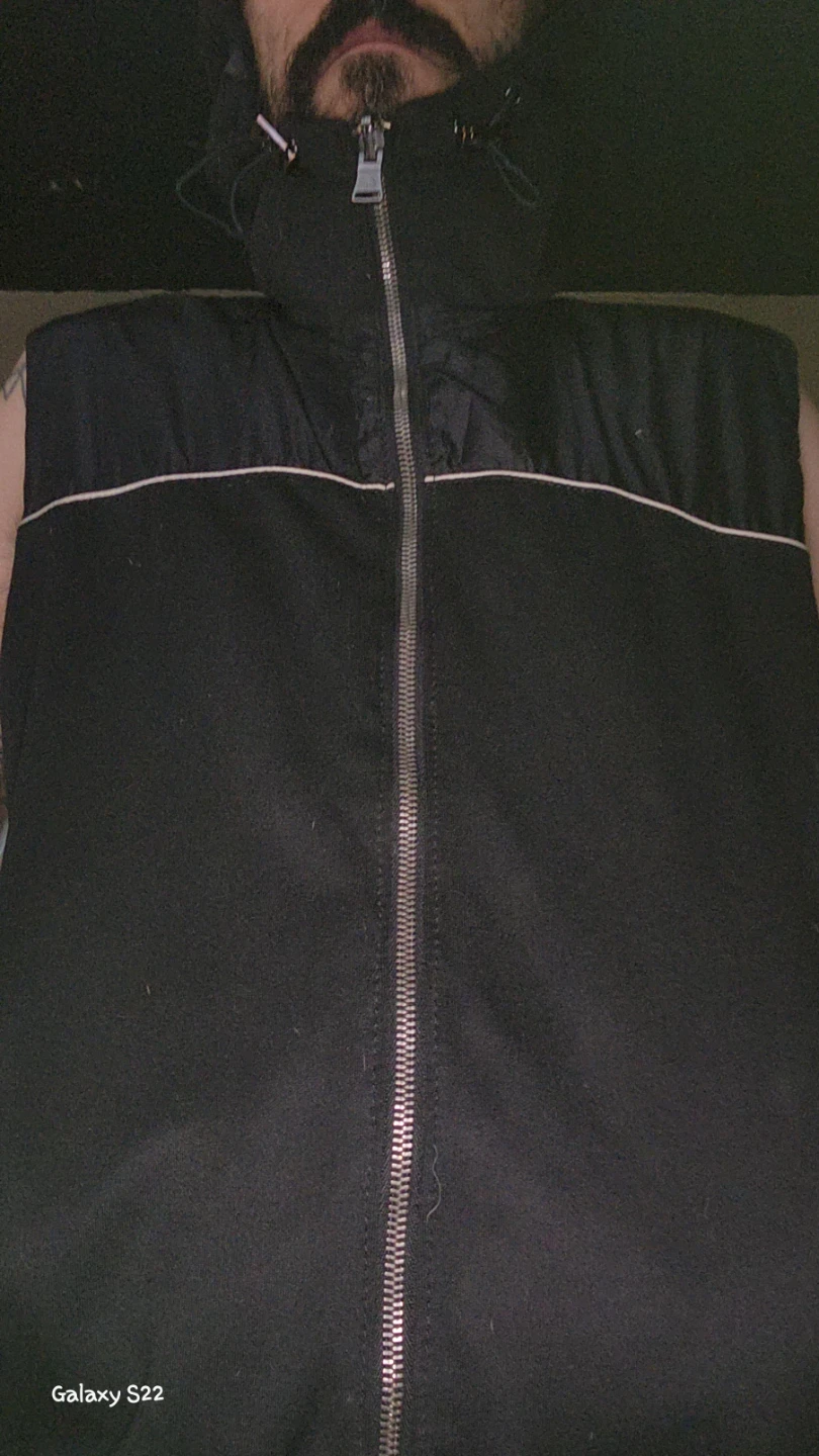 EXPRESS Black Sleeveless Zip-Up Vest with White Piping - photo 5