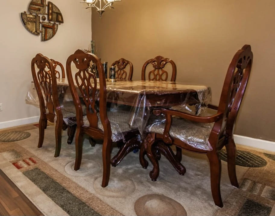 Ornate Wood Dining Set with 6 Chairs