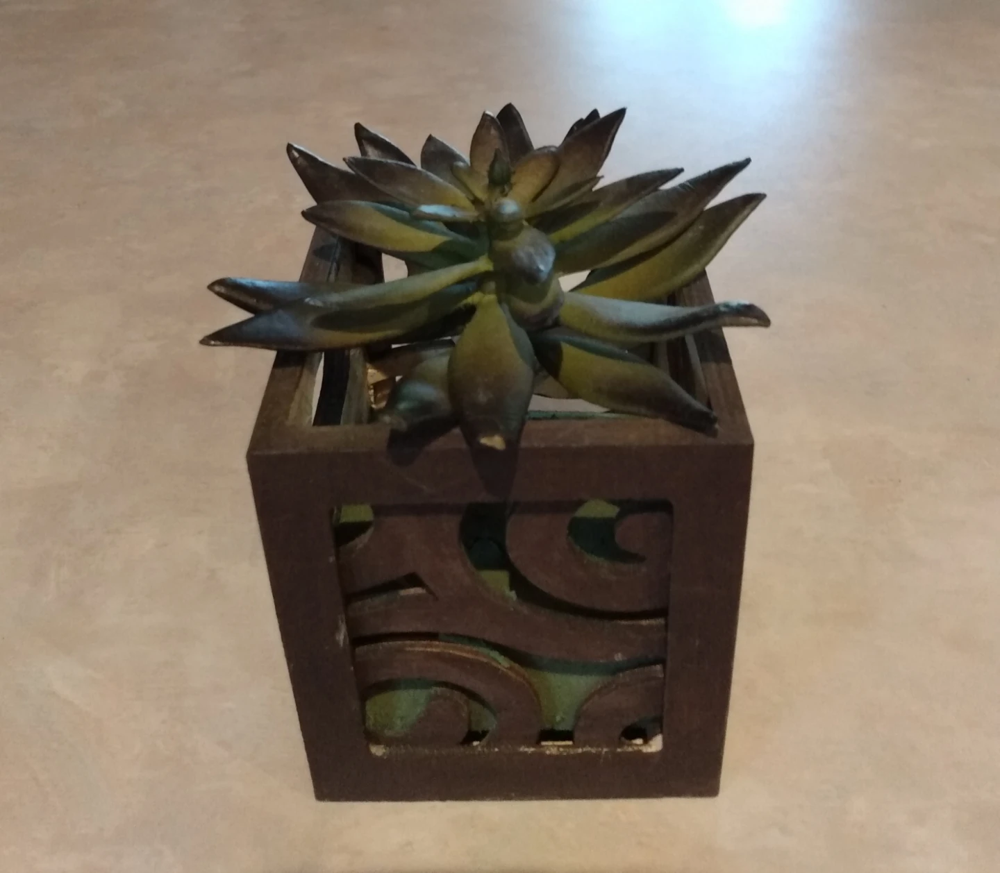 Artificial Succulent Plant in Decorative Cube Pot