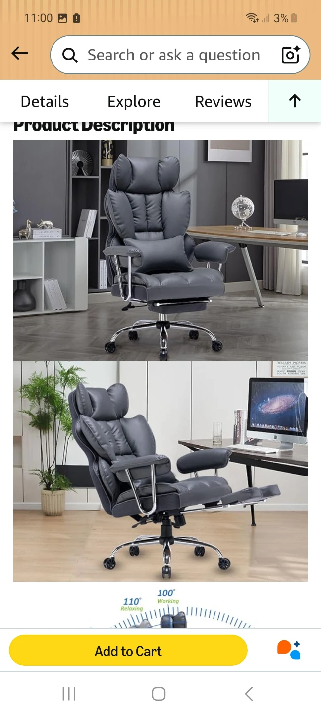 Grey Ergonomic Office Chair with Footrest - photo 4