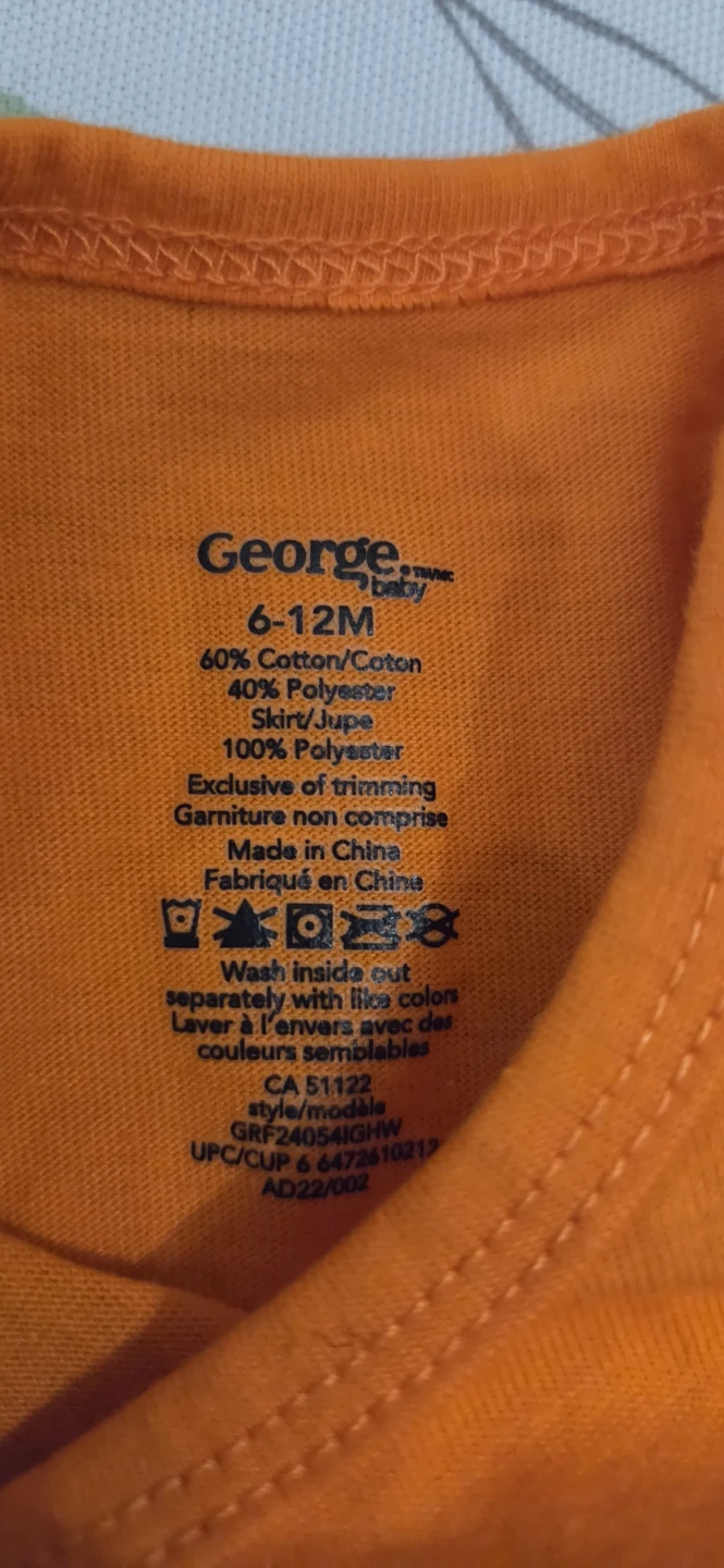 George Baby Halloween Pumpkin Dress 6-12M - photo 3
