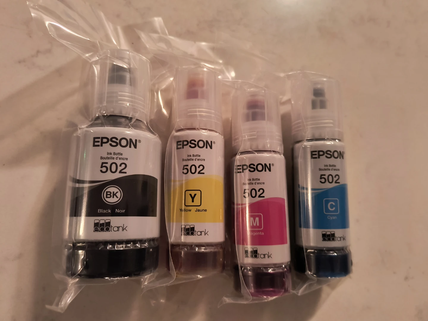 Epson 502 Ink Bottles (Black, Yellow, Magenta, Cyan)
