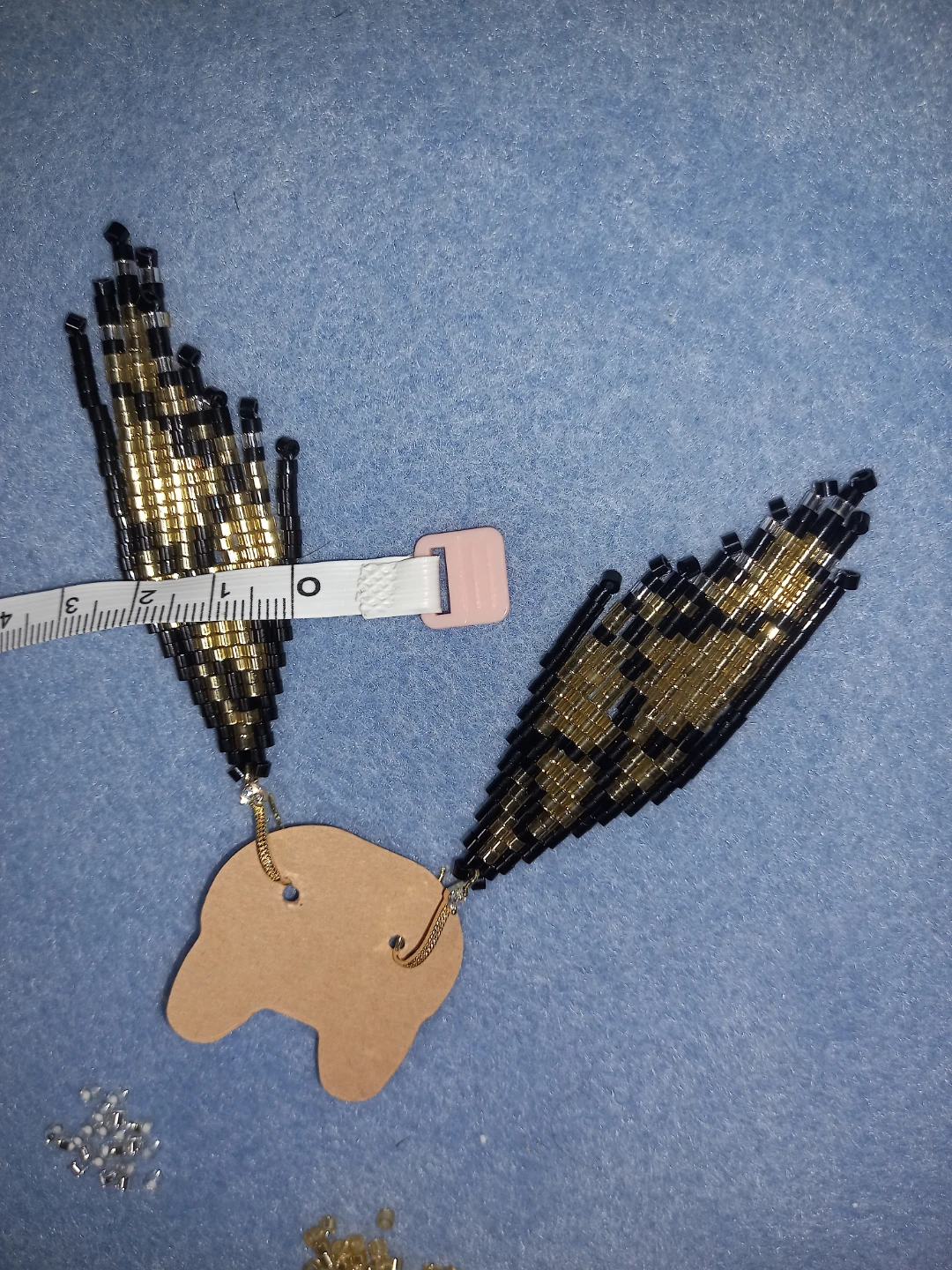 18K Gold Plated 🌟 Beaded Leopard Print Feather Dangle Earrings - photo 4