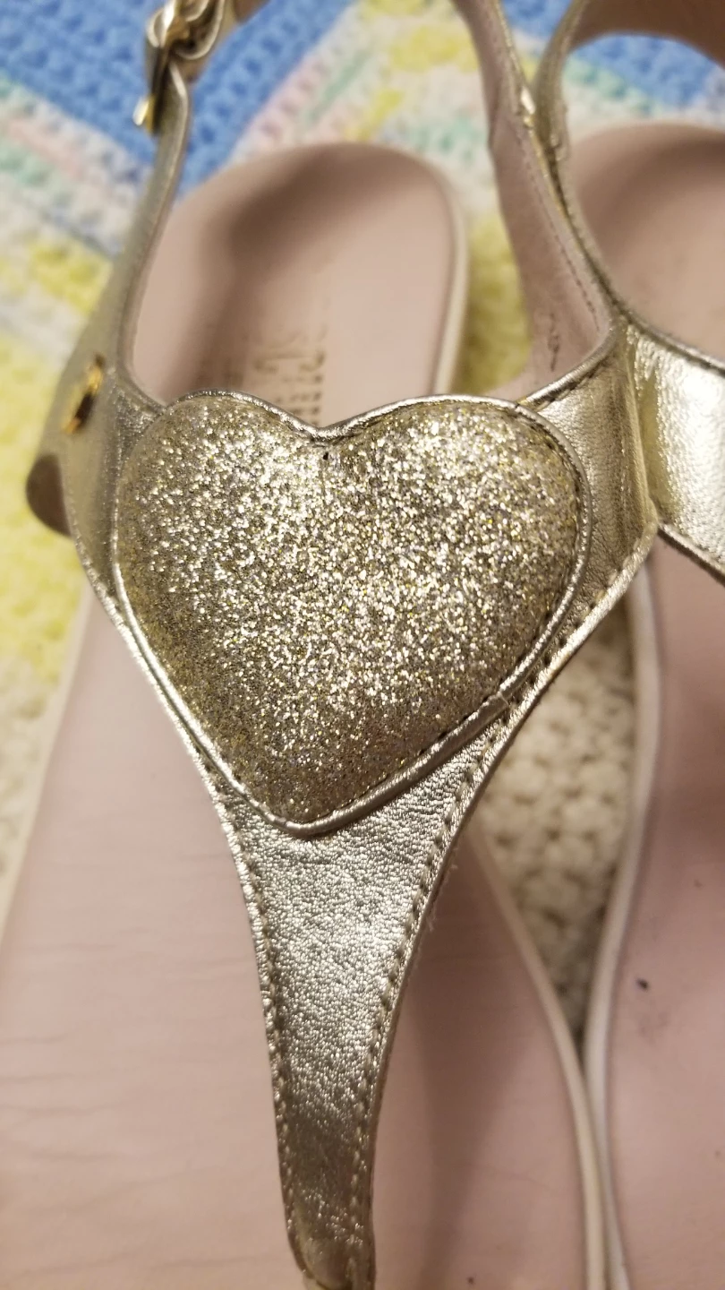 Moschino T-Strap Glitter Heart Flat Sandals US7 - photo 3