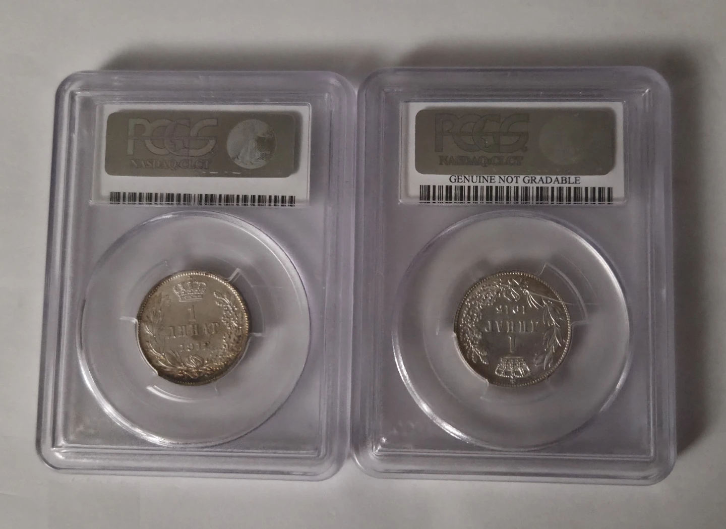 PCGS Graded 1912 and 1915 Serbia 1 Dinar Silver Coins - photo 2