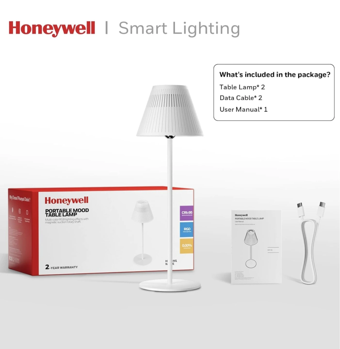 Honeywell Portable Mood Table Lamp (2-Pack)  - White
