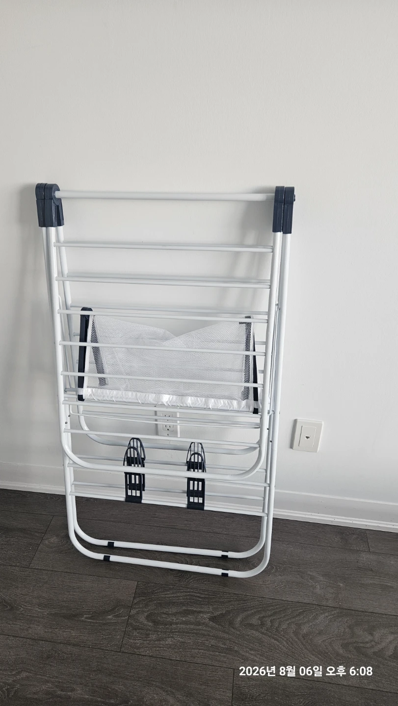 White Folding Drying Rack with Mesh Shelf - photo 3