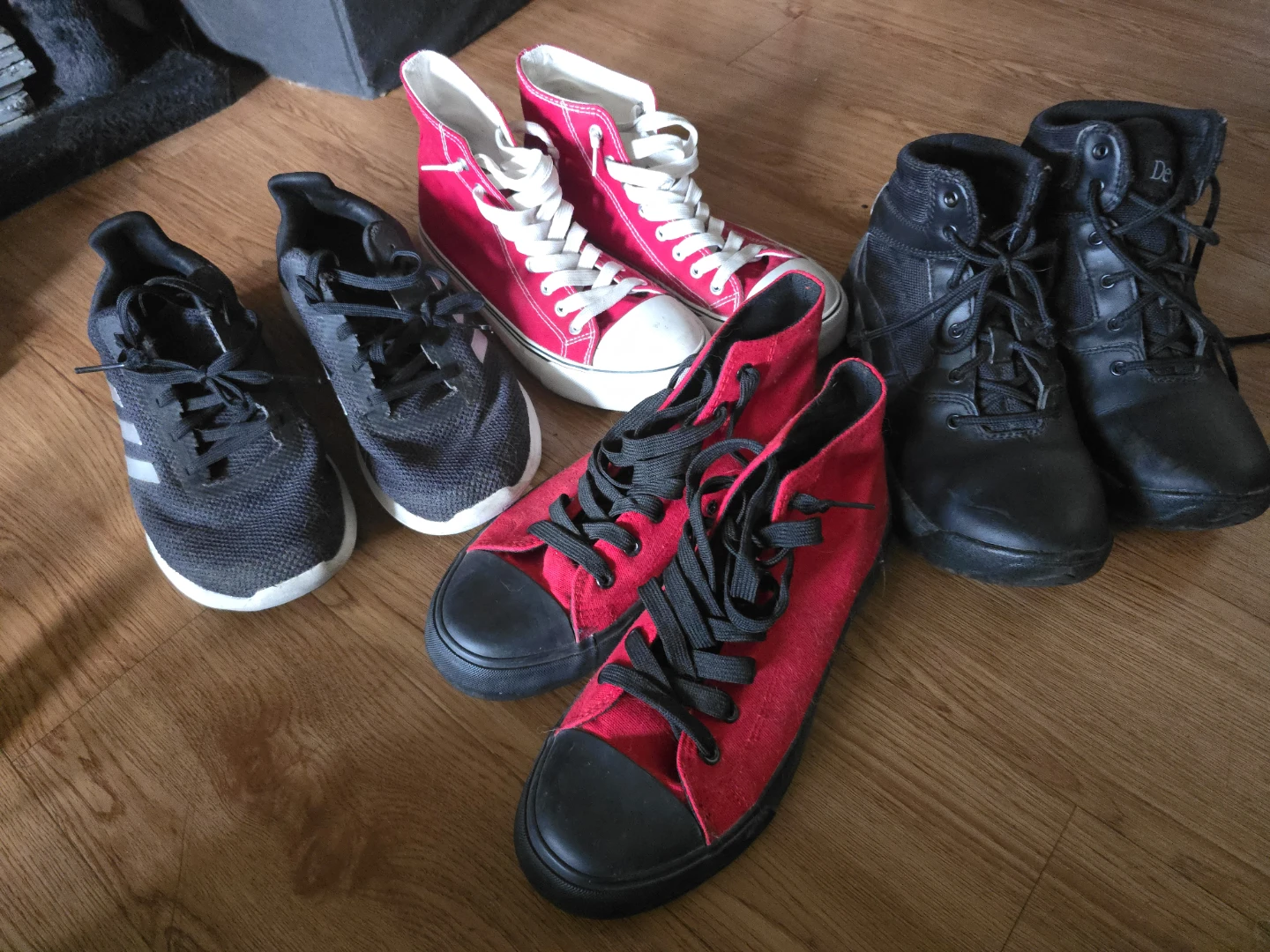Assorted Footwear: Adidas Sneakers, Converse-style High-Tops