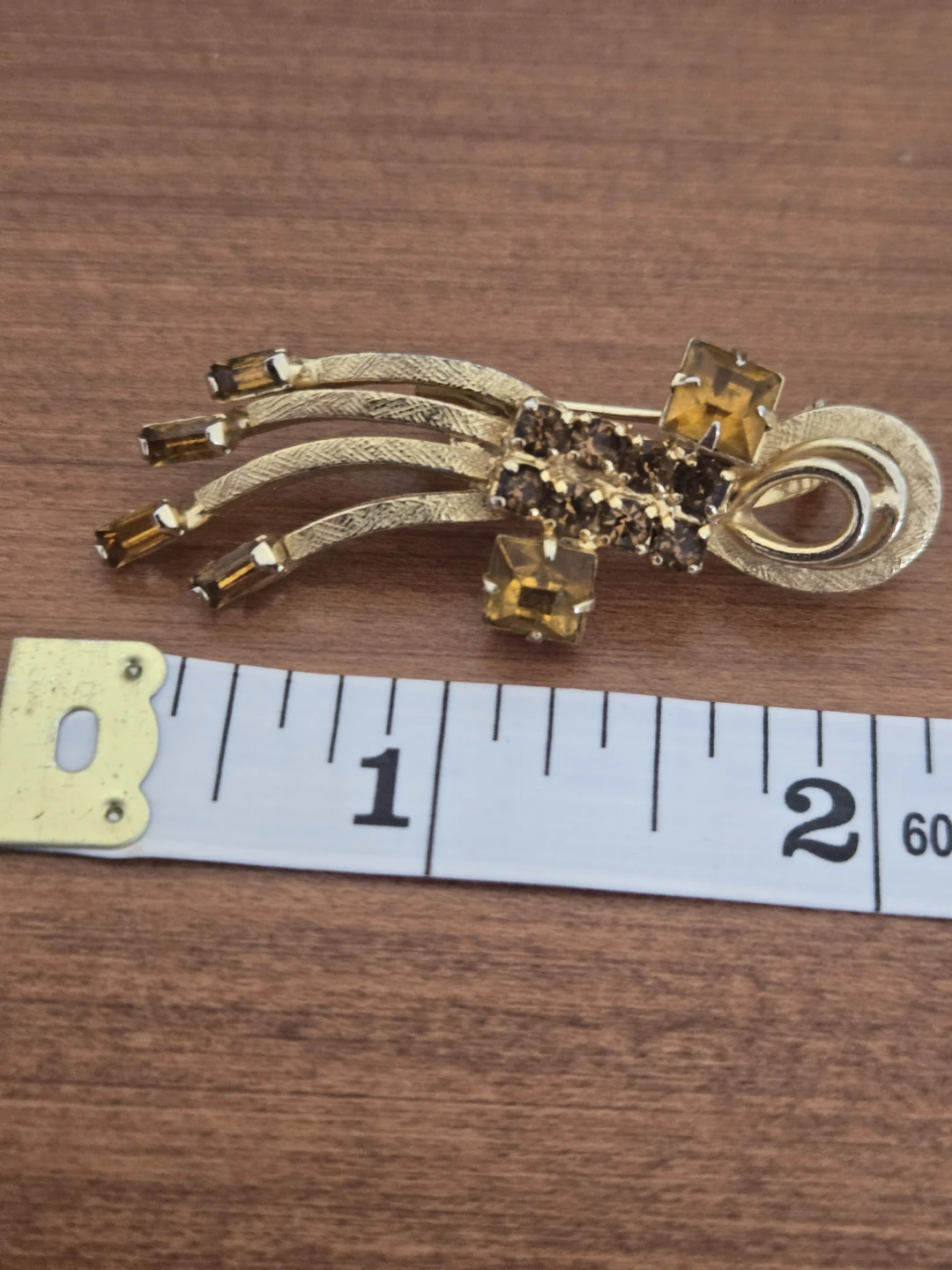 Vintage Brooches with Blue and Amber Rhinestones - photo 4