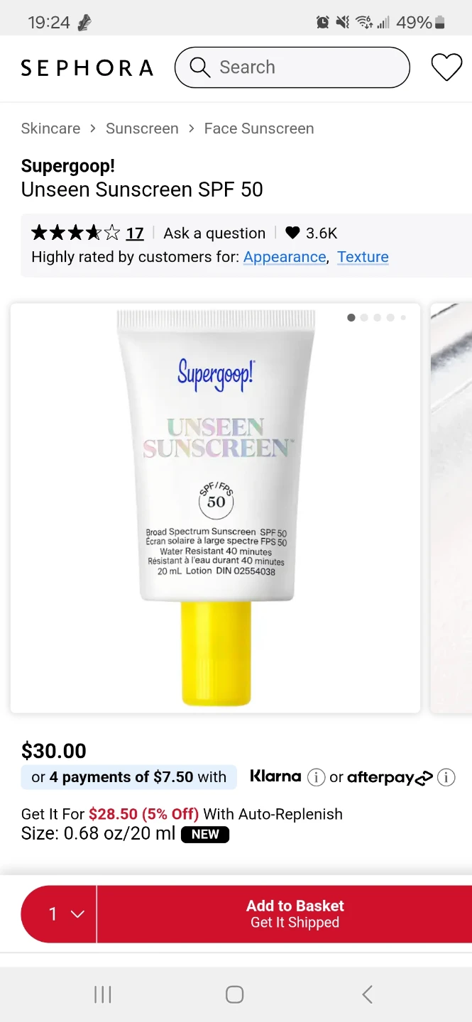 Supergoop Unseen Sunscreen SPF50, Glowscreen SPF40 Samples - photo 2