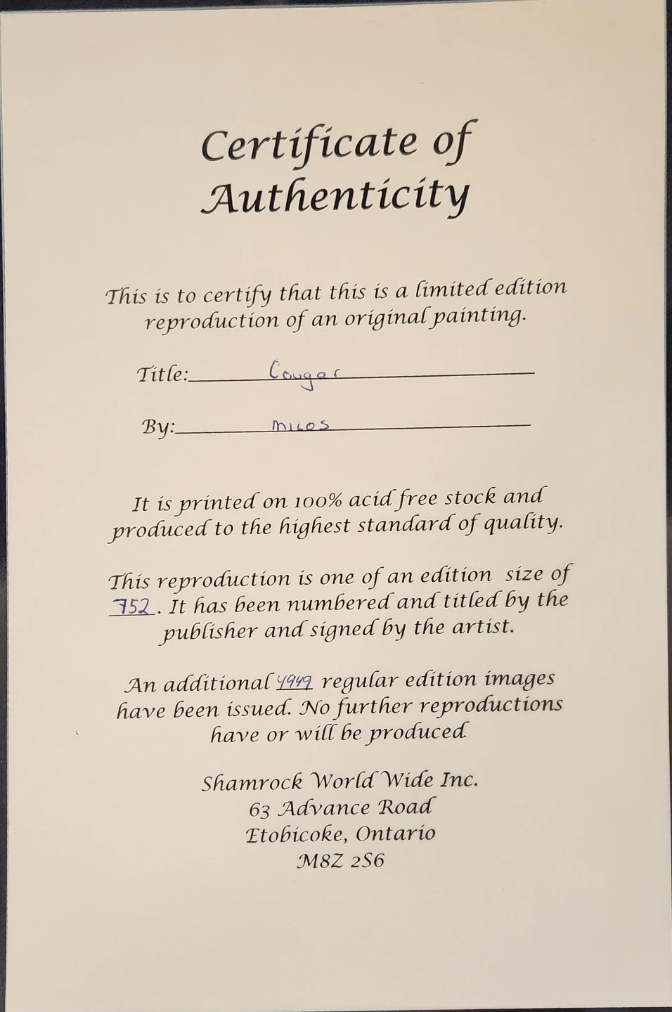 Milos Limited Edition Wildlife Prints - photo 3