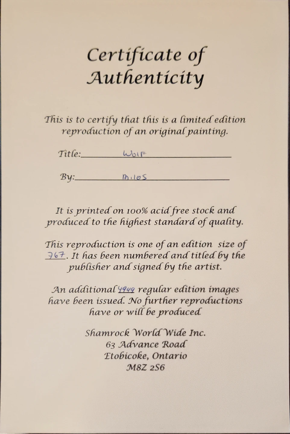 Milos Limited Edition Wildlife Prints - photo 4