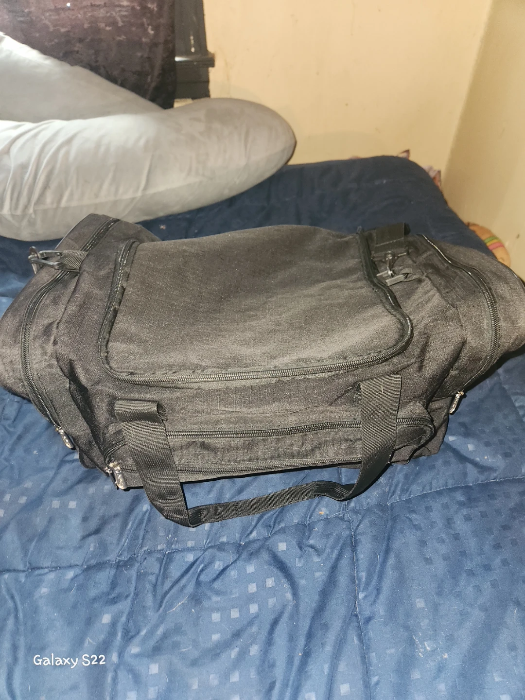 Black Multi-Compartment Canvas Duffel / Travel Utility Bag