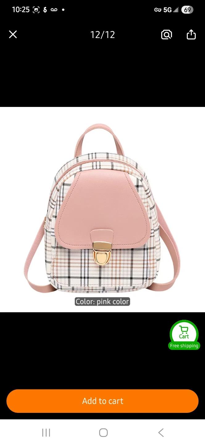 Plaid Mini Backpack - Pink