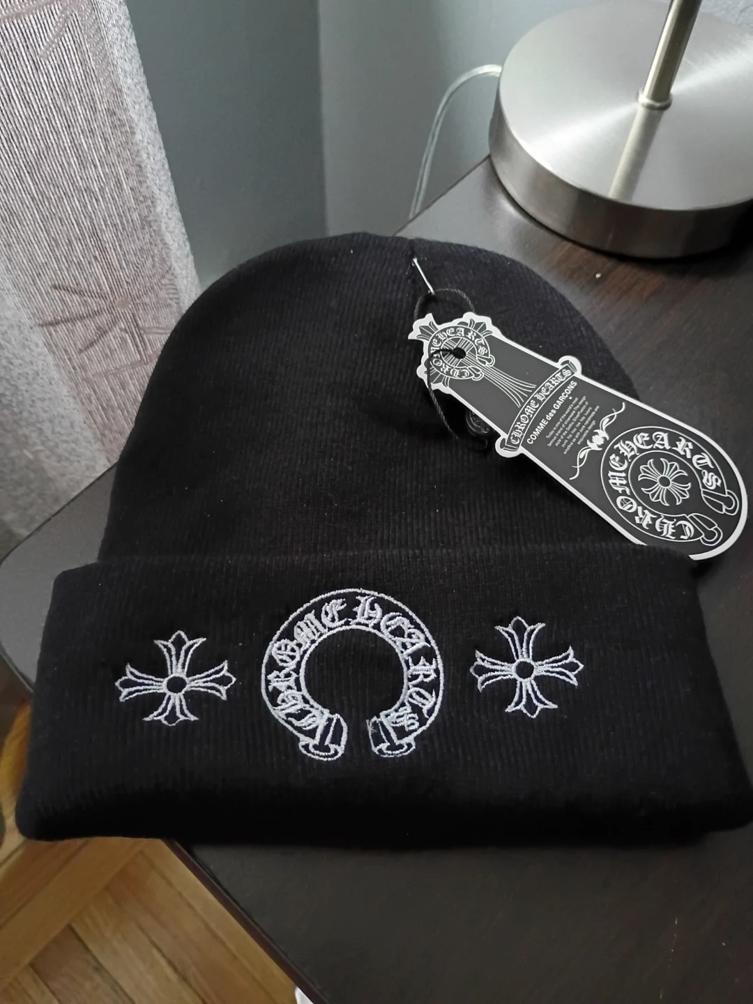 Chrome Hearts Beanie Hat - Black with White Embroidery