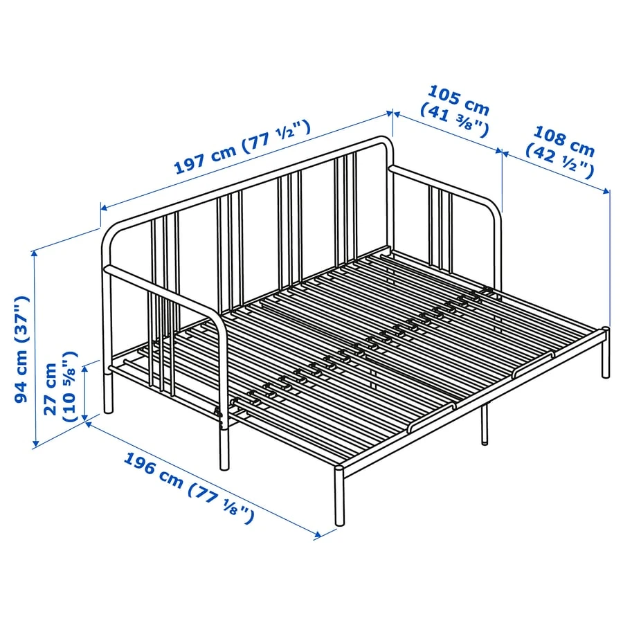 IKEA Black Metal Daybed Frame with Slats - photo 5