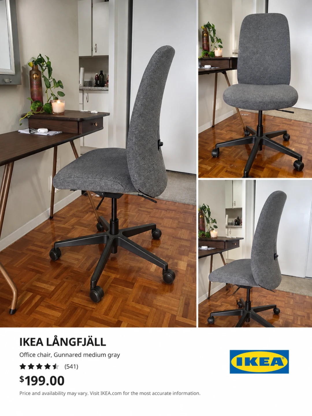 IKEA LÅNGFJÄLL Office Chair - Medium Gray