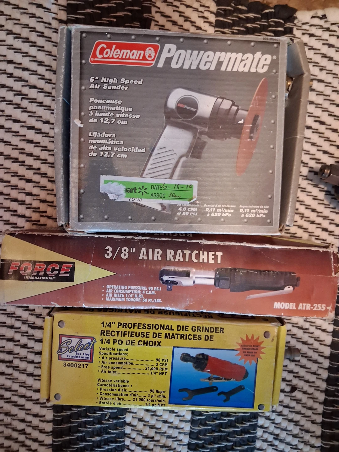 Air tools lot of 6. Coleman Powermate 5" High Speed Air Sander