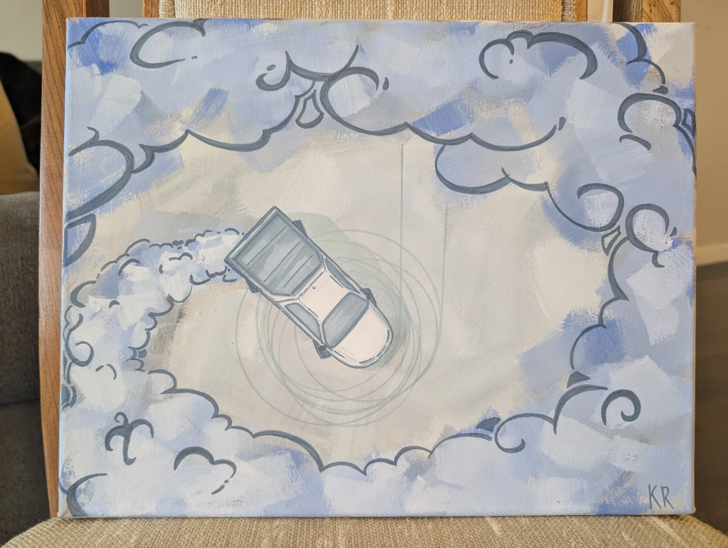 Abstract Painting of a Car doing donuts