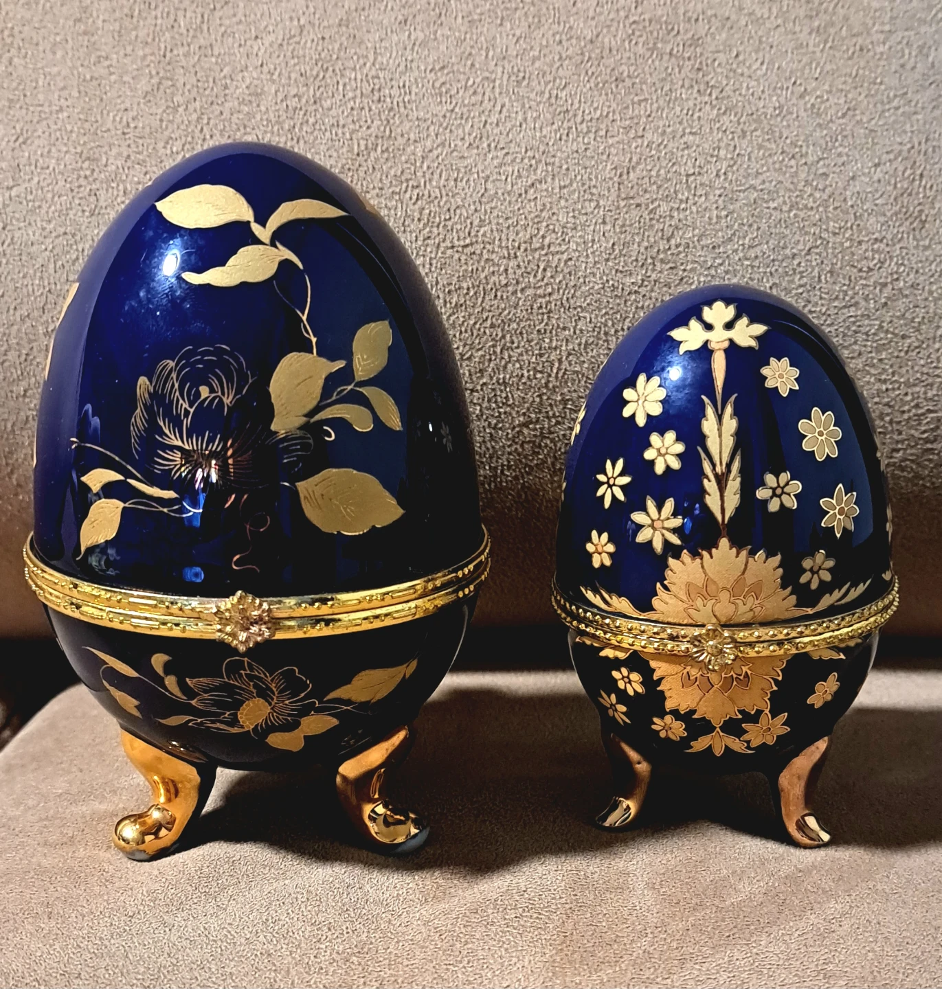 Set of 2 Decorative Egg Trinket Boxes