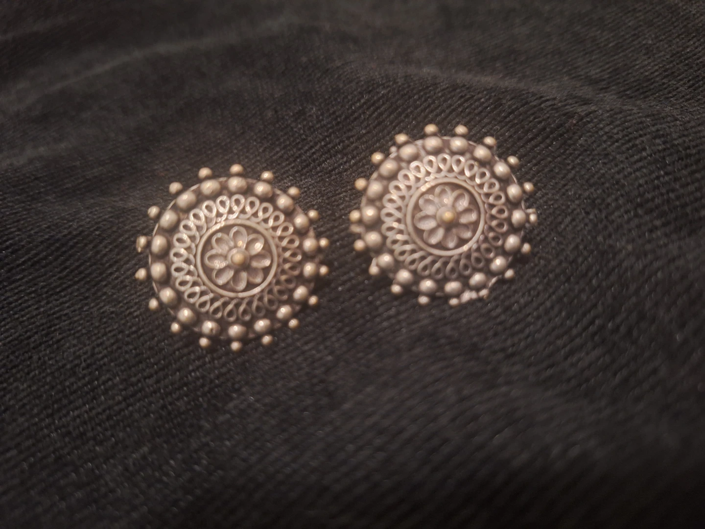 Silver-Tone Jhumka Earrings (2) and Necklace Set - photo 2