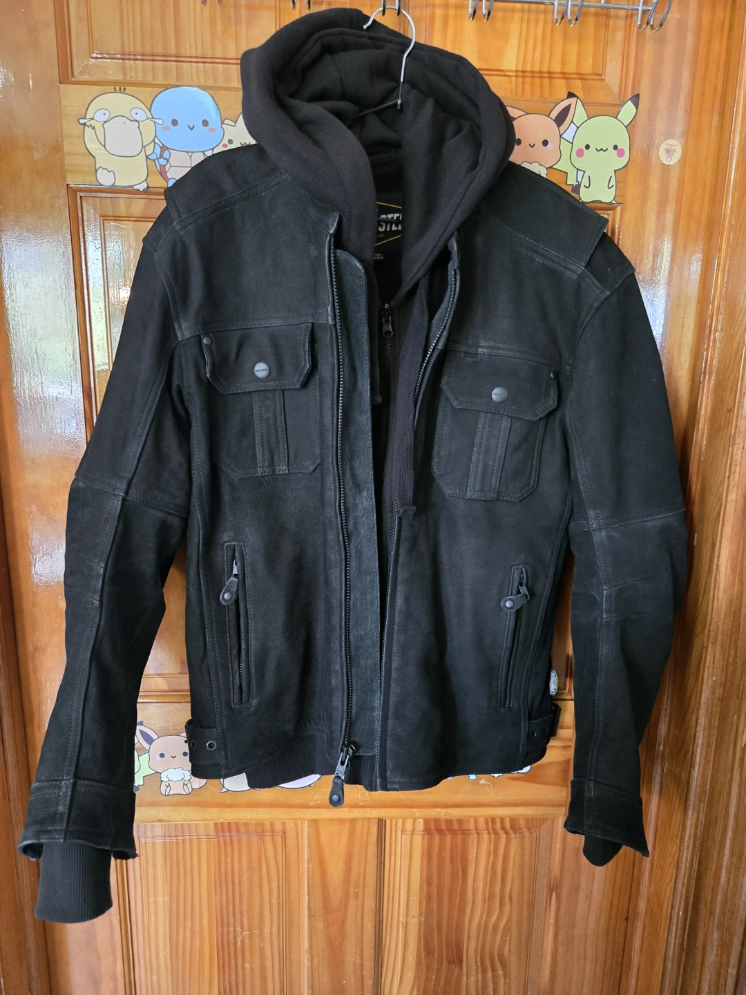 Street & Steel Genuine Leather Motorcycle Jacket with Hoodie