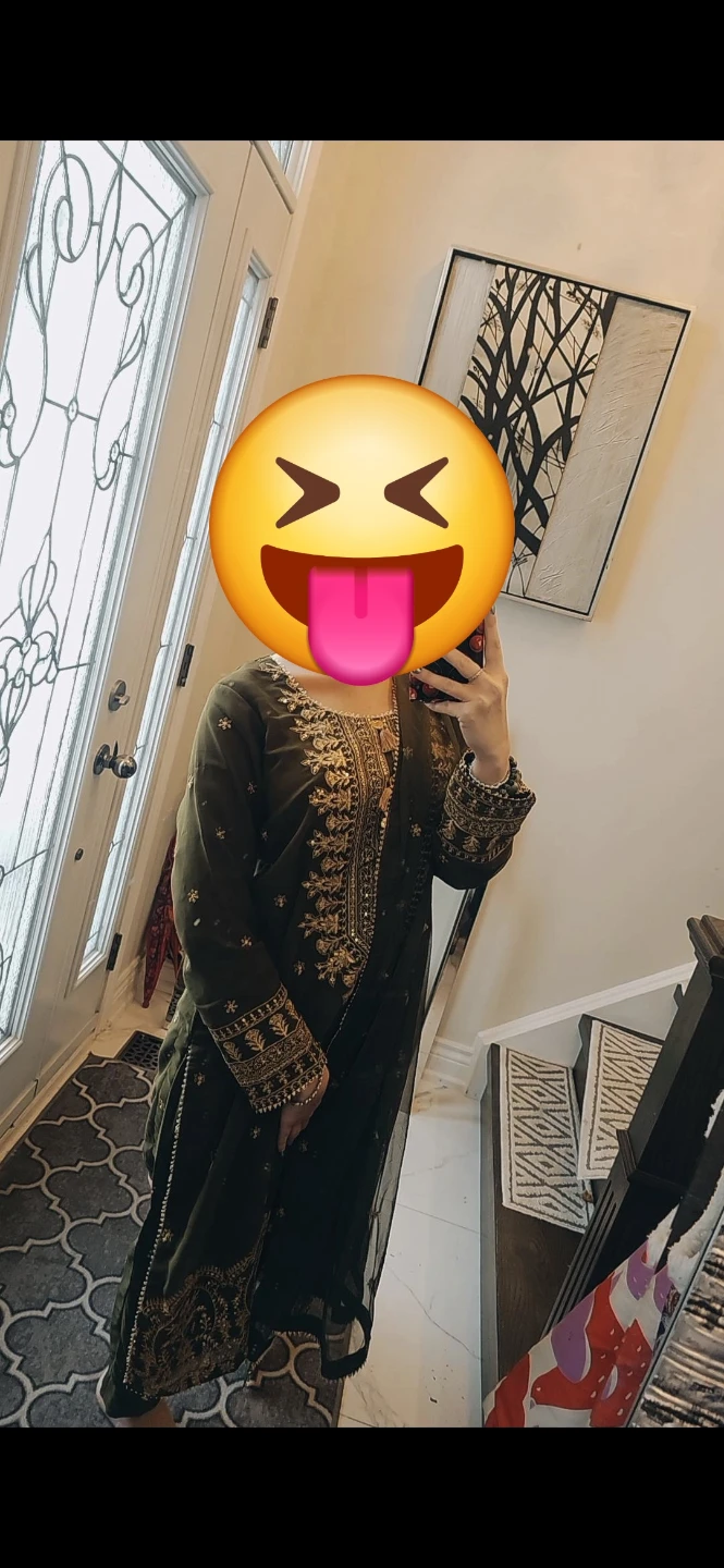 Olive Green Embroidered 3-Piece Salwar Kameez Suit - photo 2